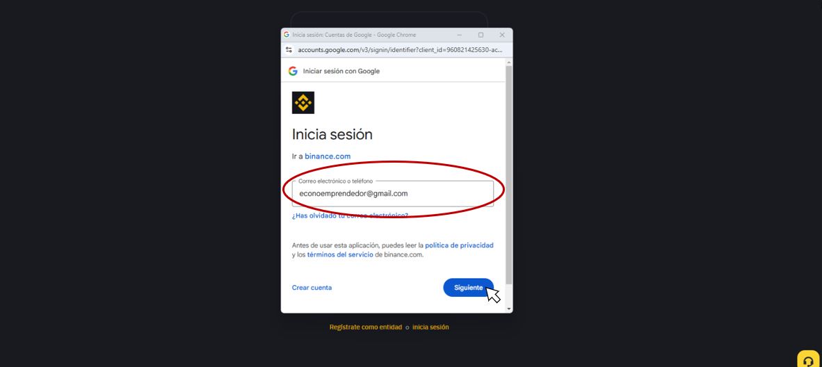 binance-registro-gmail
